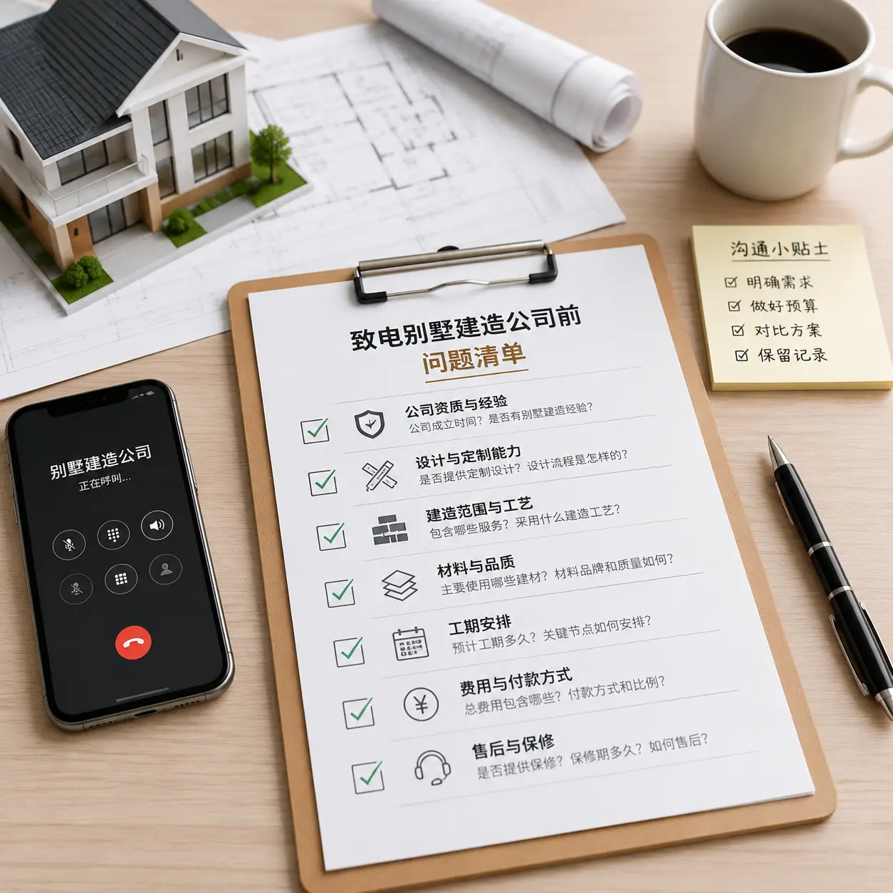 在三都拨打别墅建造公司电话前的准备工作
